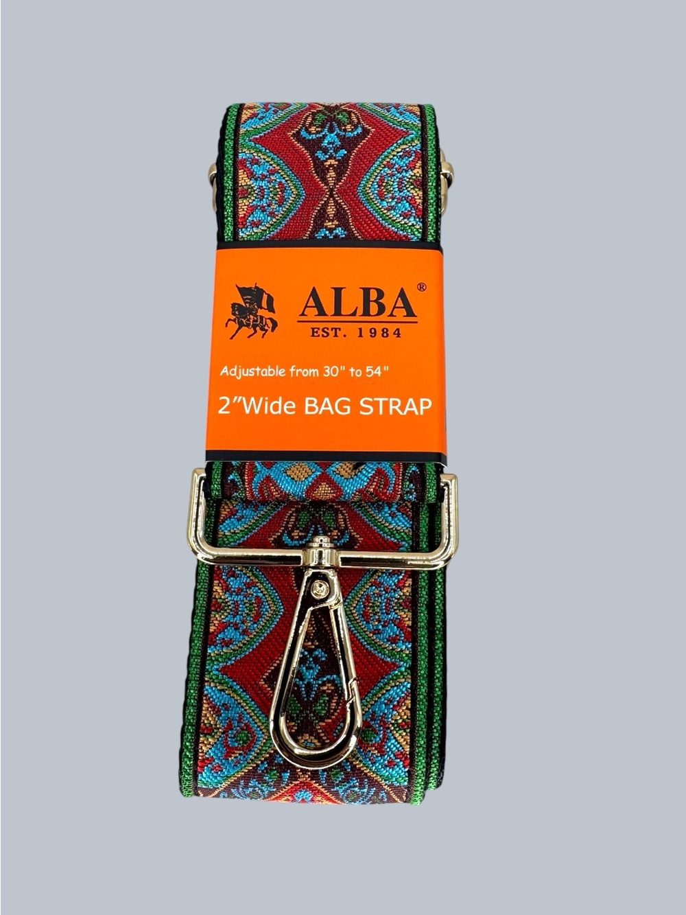 ALBA 2” Wide Adjustable Woven Bag Strap 30–54” Boho Southwestern Gold Hardware